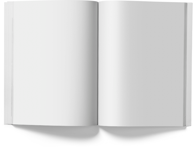 Isolated white open magazine mockup on white